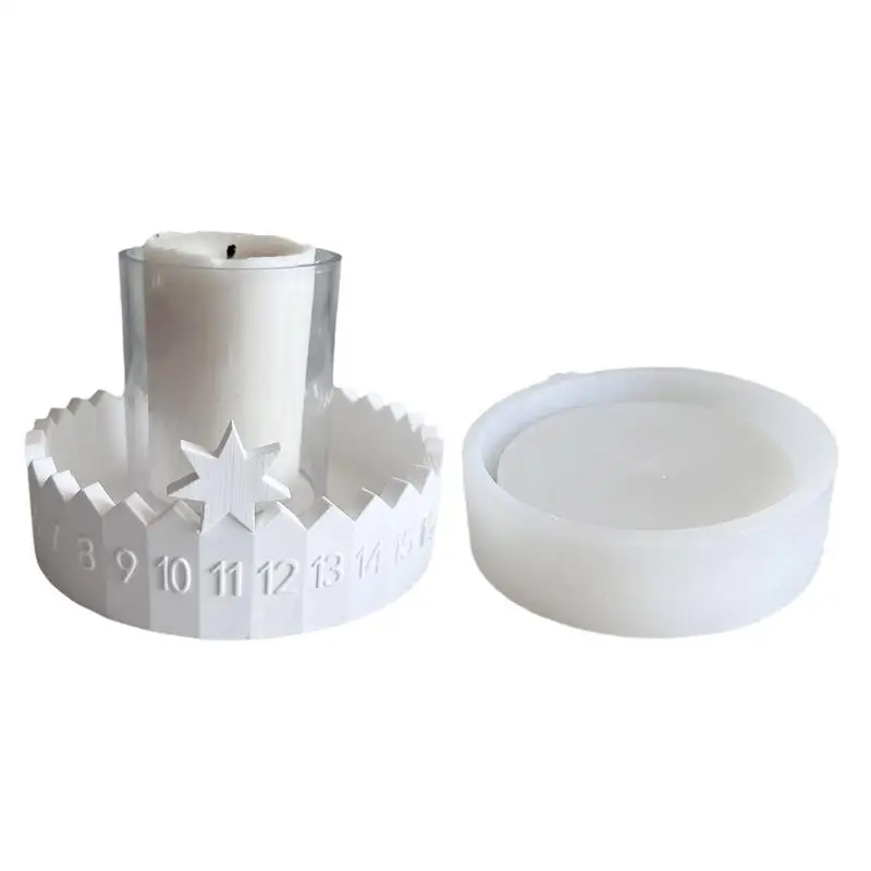 

Advent Calendar Silicone Mold Star Calendar Box Molds Round Candle Holder Christmas Countdown Calendar Plaster Concrete Mould