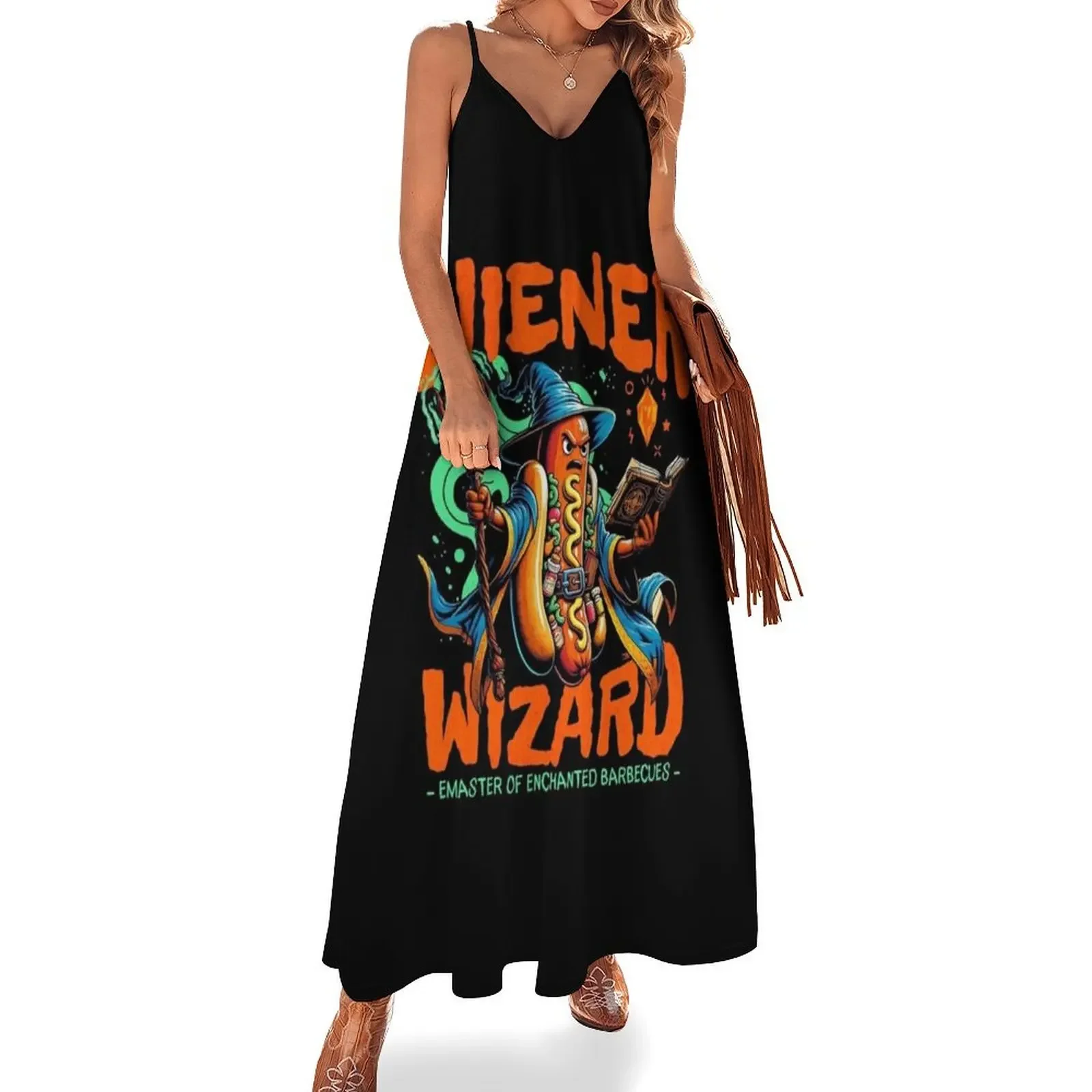 

Wiener Wizard Hot Dog Magic Sleeveless Dress Dress woman Dresses