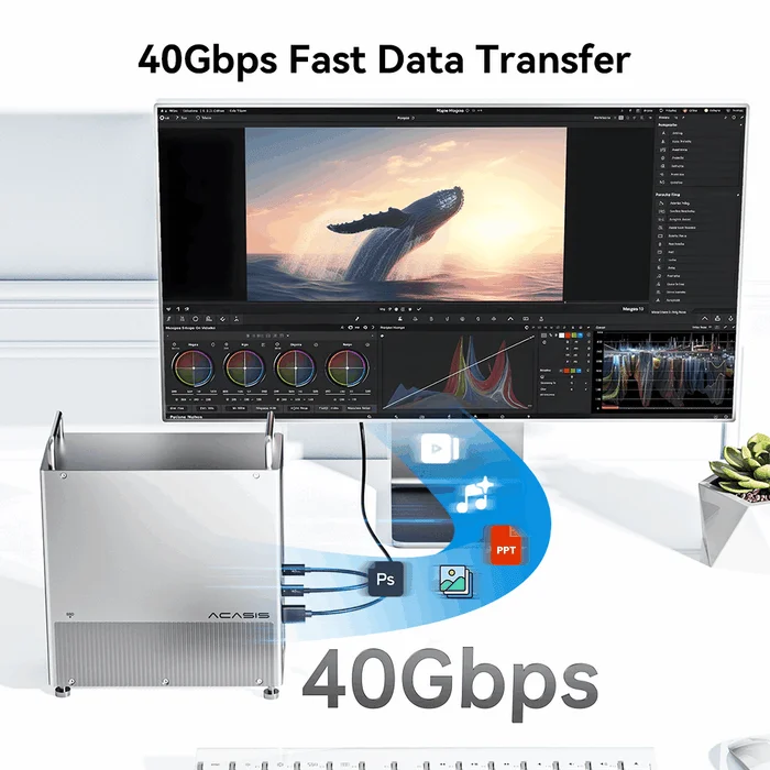 USB4 Docking Station 40Gbps M.2 NVMe SSD Enclosure HDMI 4K 60Hz USB C Hub Case for Mac Mini M1 M2 Desktop