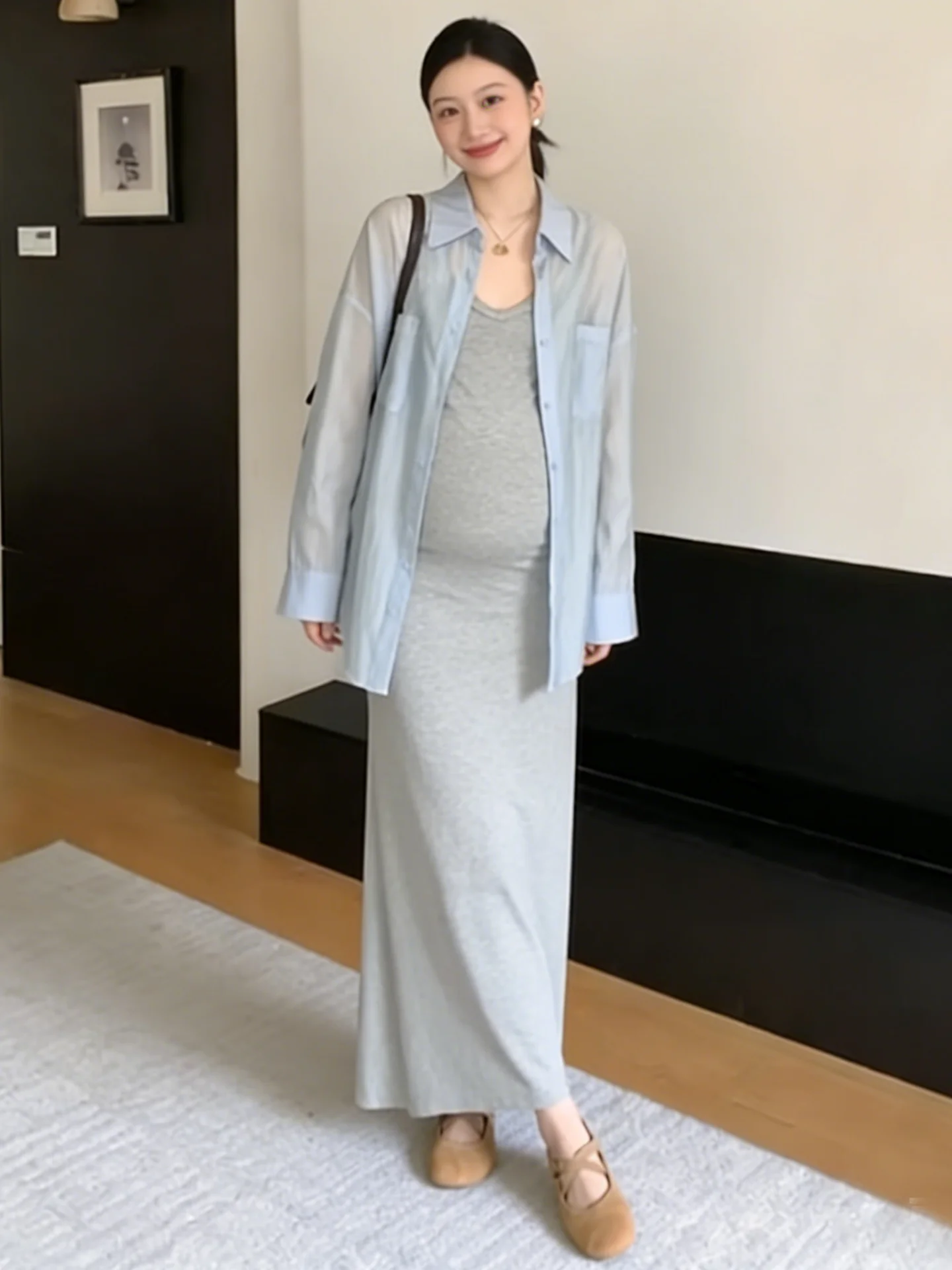 maternity-summer-long-sleeve-uv-protection-dress-women's-vest-dress-spring-fashion-sensation-pregnant-women-clothing