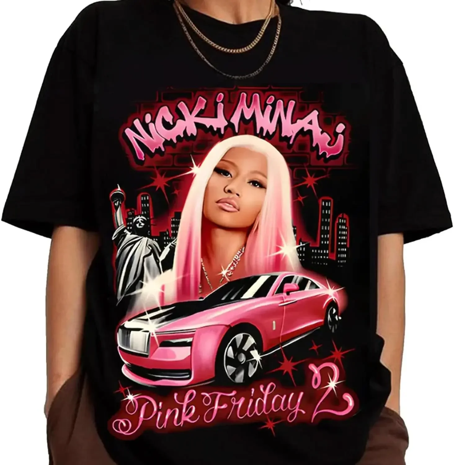 Nicki Pink Friday 2 2024 Tour Shirt Vintage Rappe Hip Hop Singer Mech for Men Women Concert