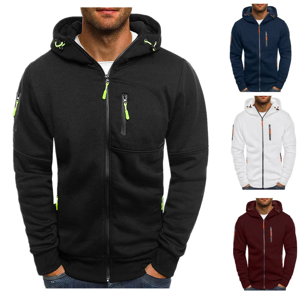 Men Zip Up Hoodie Pocket Hooded Sweatshirt Sport Outdoor Casual Slim Fit Men Spring AutumnZipper Hoodie Cardigan Jackets