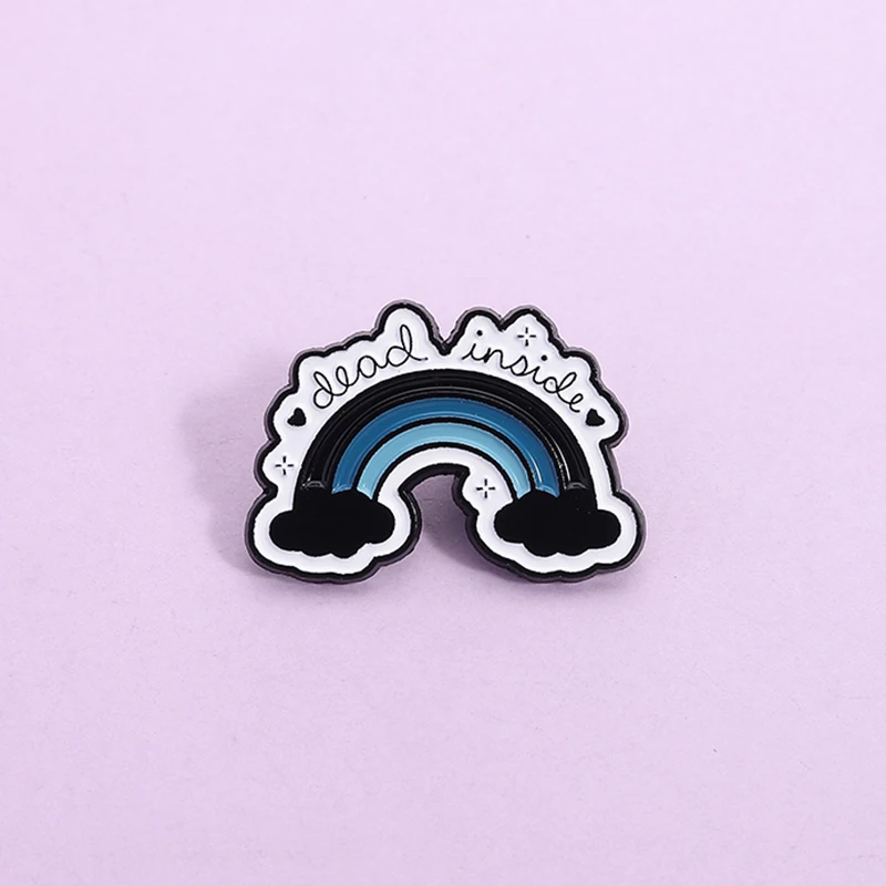 

Dead Inside Black Rainbow Enamel Pin Custom Quote Metal Brooch Lapel Backpack Badge Jewelry Accessories Gift For Friends