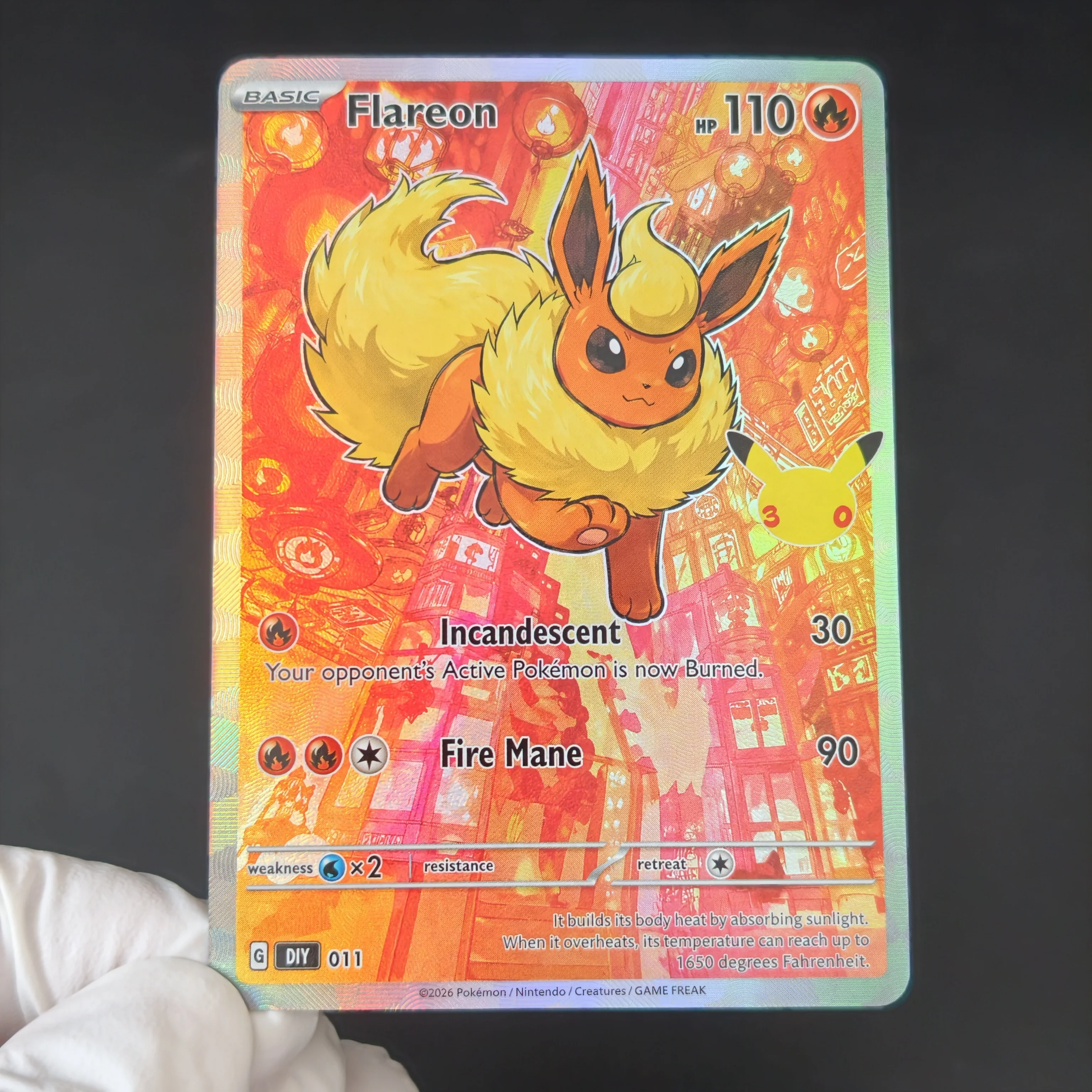 Proxy/PTCG Pokemon 30th Anniversary City Scenery Full Art Eeveelution Series Card Sylveon Glaceon Umbreon holo texture Cards view 4