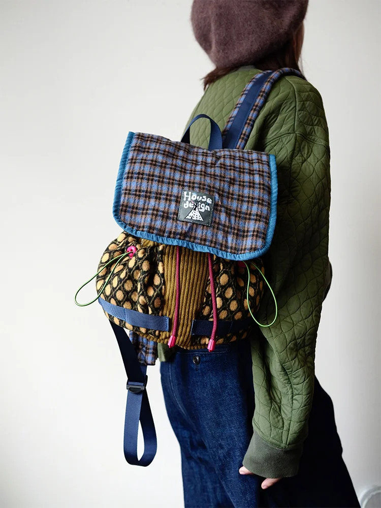 

Retro Double Shoulder Backpack for Women Fashionable Student Bookbag Soft Material Portable Travel Bag Vintage Style