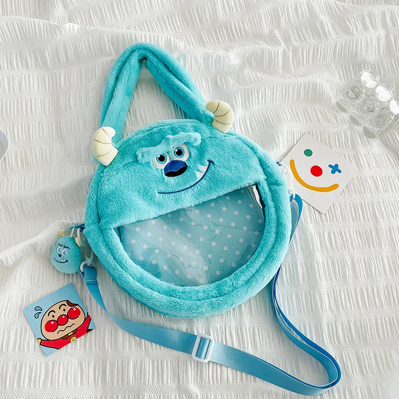 دمية الوحوش الجامعية Sulley Blue Monster Doll ، حقيبة لطيفة ، شكل دائري أو مربع ، لعبة لينة كهدية عيد ميلاد