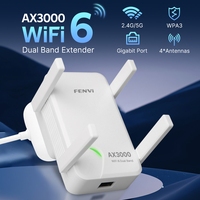 FENVI WiFi 6 AX3000 Repeater Dual Band 2.4/5Ghz 802.11ax Gigabit Wireless Signal Booster 4 High-gain Antenna Long Range Amplifer