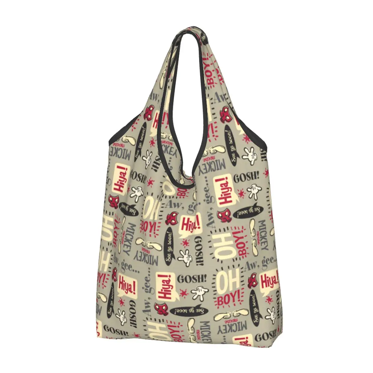 

Large Reusable Main Mickey Shorts Phrase Icon Grocery Bags Recycle Foldable Shopping Eco-Friendly Bag Washable Lightweight