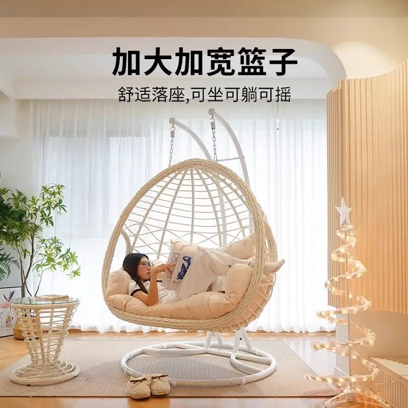 Romantic Hanging Basket Rattan Chair Hanging Chair Cradle Hammock Balcony Swing Rocking Indoor Lazy Chair Bird's Nest Outd