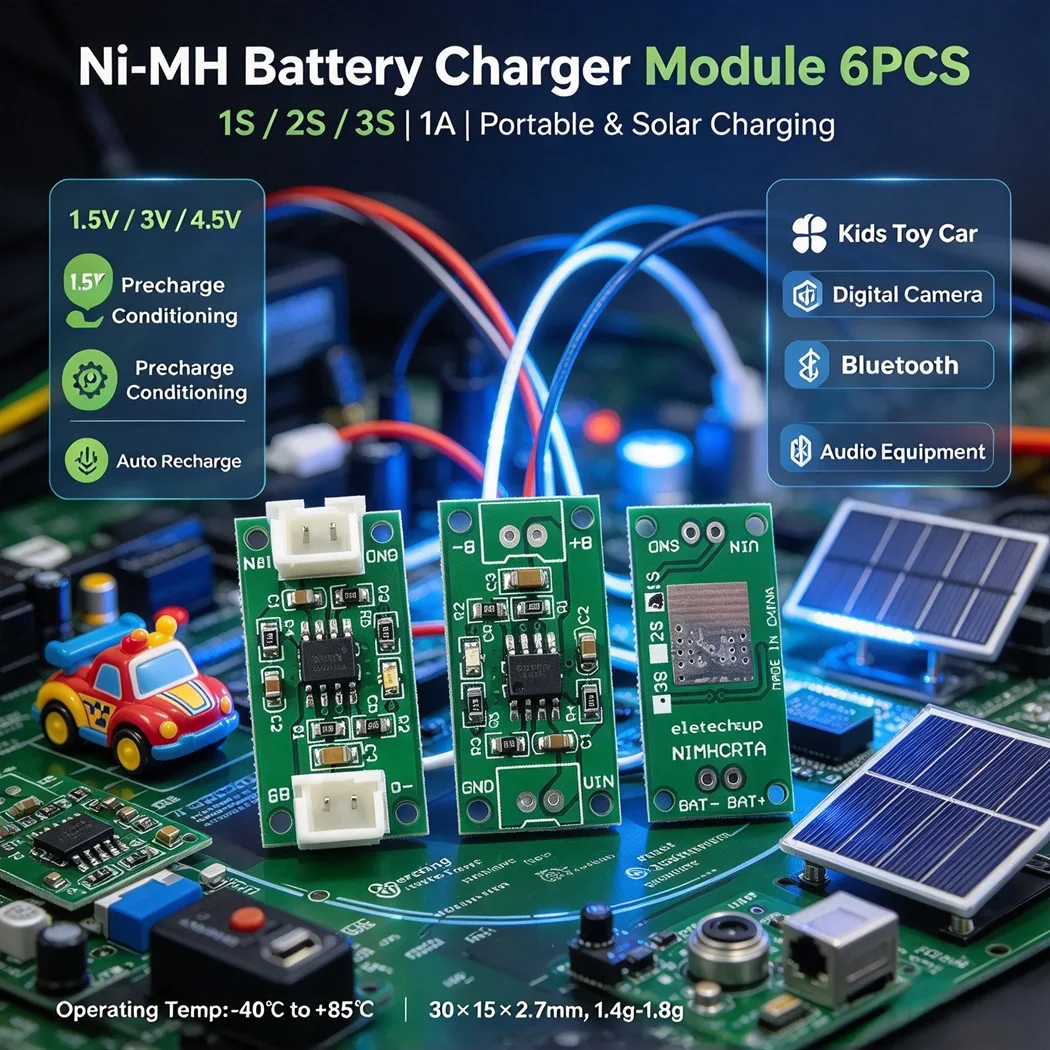 6PCS 1S 2S 3S NiMH Battery Charger Module 1.5V 3V 4.5V 1A Nickel Metal Hydride Charging Board for Solar Toys