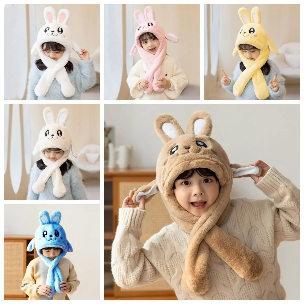 คอป้องกันตุ๊กตาหูค่าเฉลี่ยกระโดดหมวกกระต่ายหูNovelty Plushกระต่ายหมวกฤดูหนาวสร้างสรรค์น่ารักกระต่ายหูหมวกเด็ก