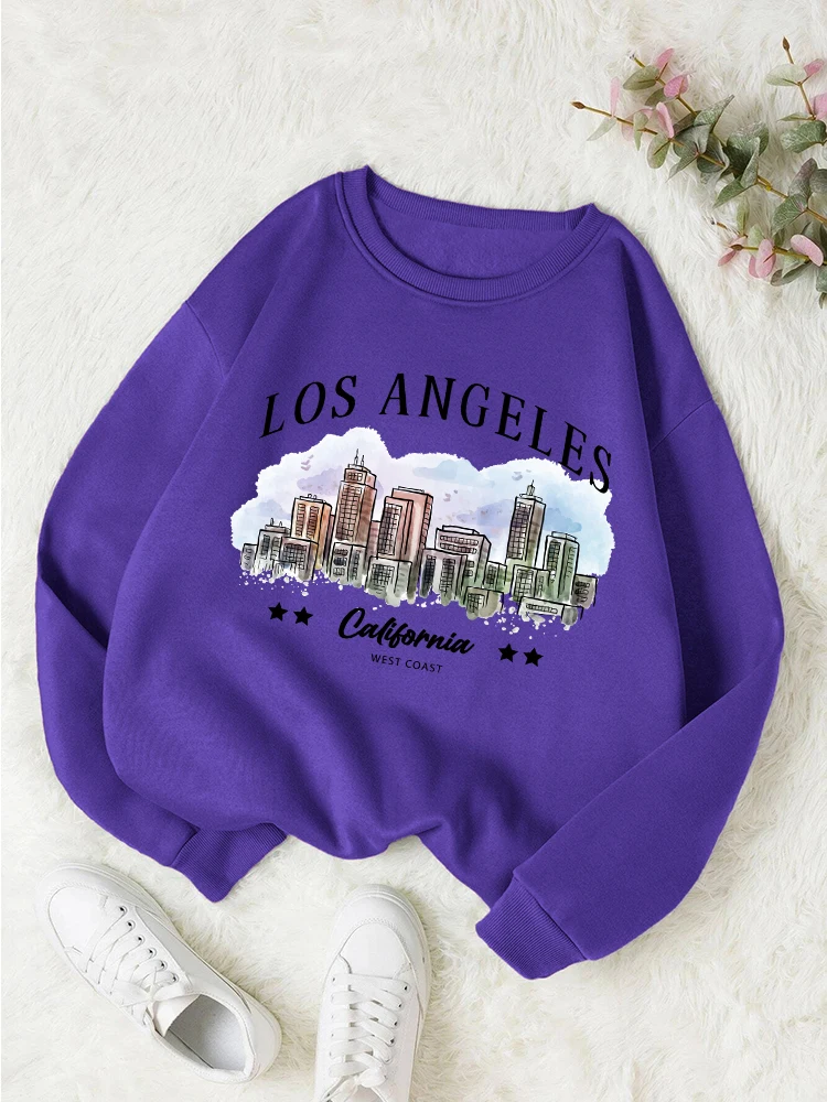 

Los Angeles Scenery Printing Women Hoodies Fashion Comfortable Hoodie Warm Fleece S-Xxl Hoody Autumn Versatile Female Clothing