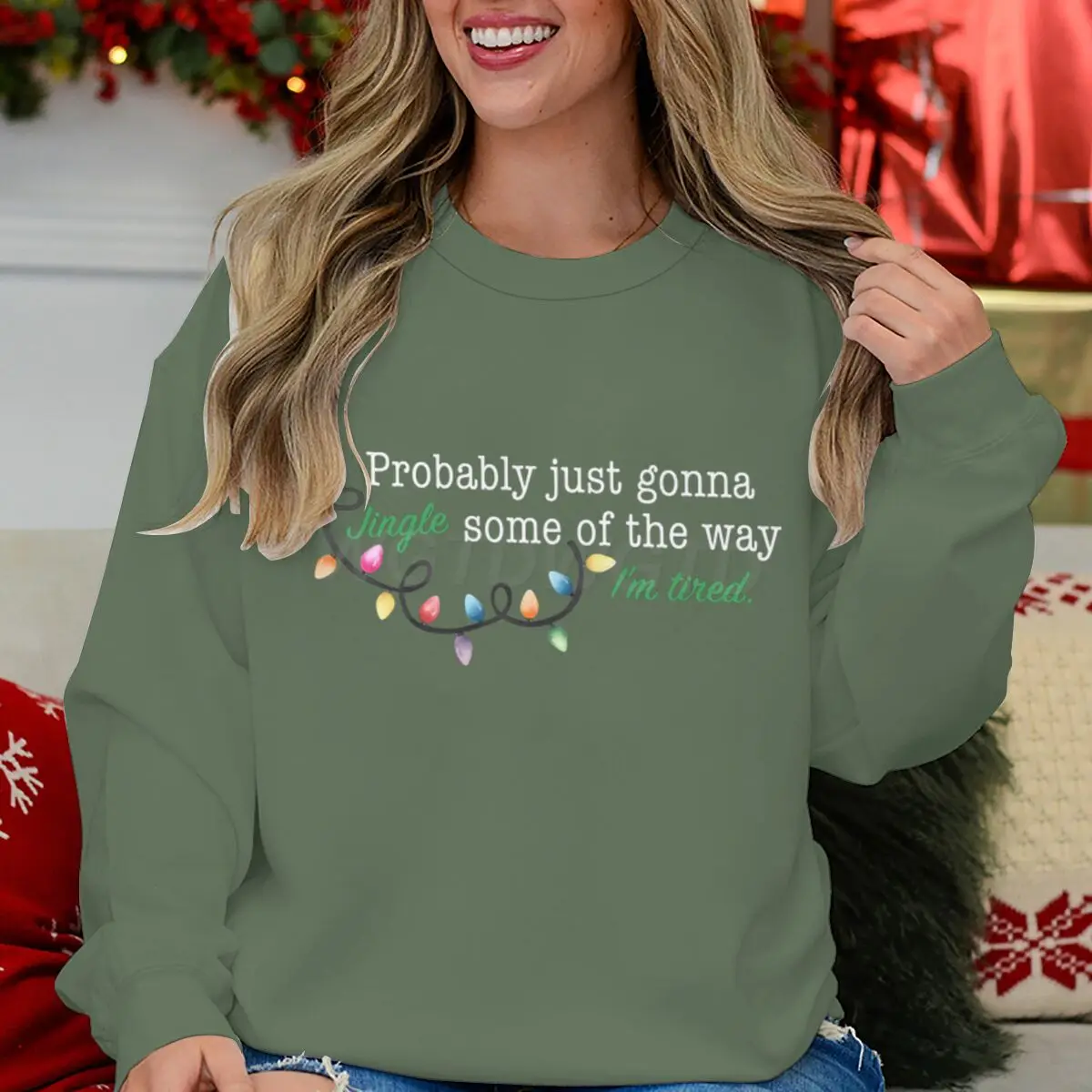 شعبية ربما فقط سست جلجل بعض الطريق بلوزات النساء عيد الميلاد البلوز طويلة الأكمام طاقم الرقبة عيد الميلاد البلوفرات #3