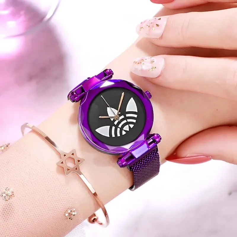 Relojes de cielo estrellado para Mujer, Reloj de pulsera femenino con correa magnética, Reloj de cuarzo para Mujer