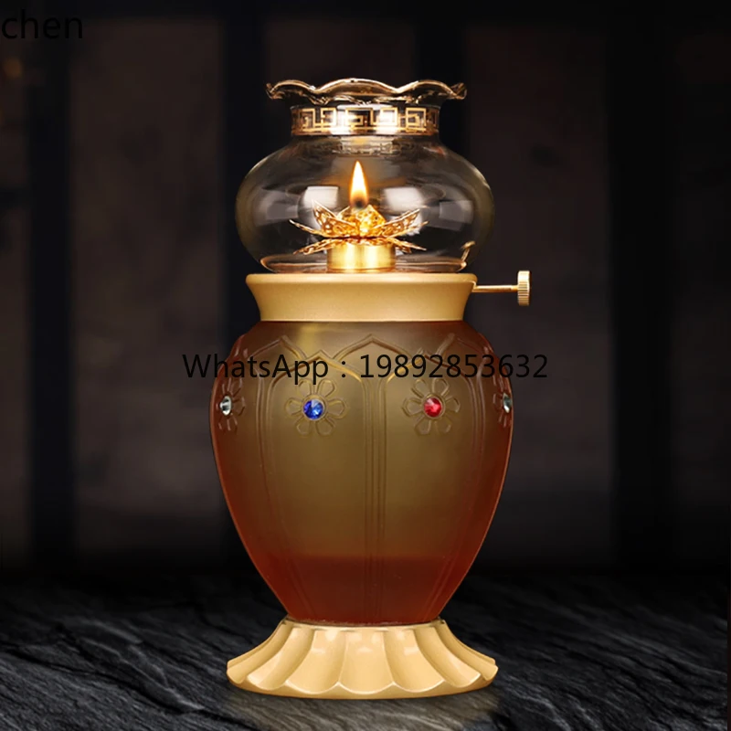 AB  pure copper glaze for Buddha God of Wealth Guanyin Buddha Front Changming Ornament for Buddha Windproof Household Ornament