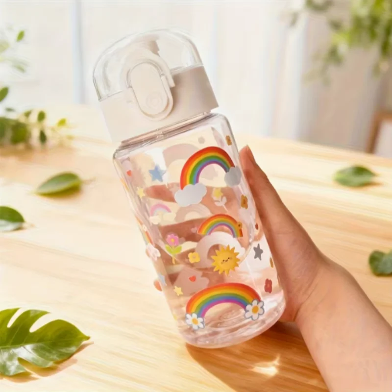 3D Printed Transparent Water Cup with Cartoon Patterns –550ML Vivid Color, Fade-Resistant, Cute & Stylish, Durable