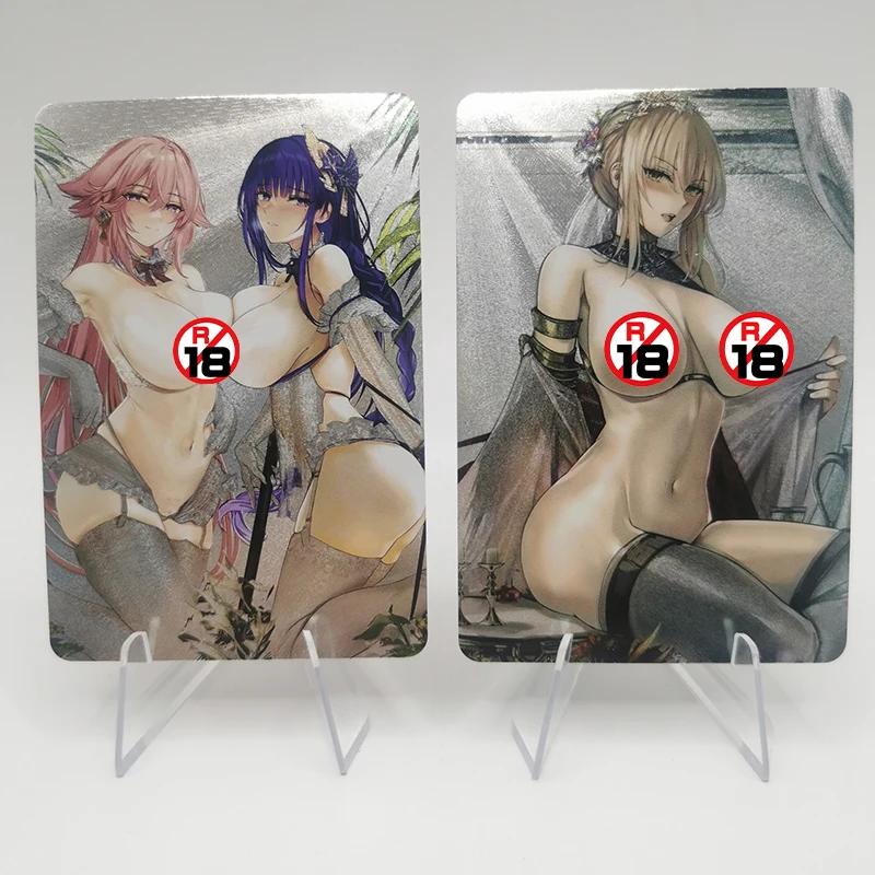 In Magazzino 4 Pz/set Jeanne d'Arc Yae Miko Raiden Shogun Azur Lane USS St. Louis Mai Shiranui Sexy Anime Girl Collezione di Carte Giocattoli