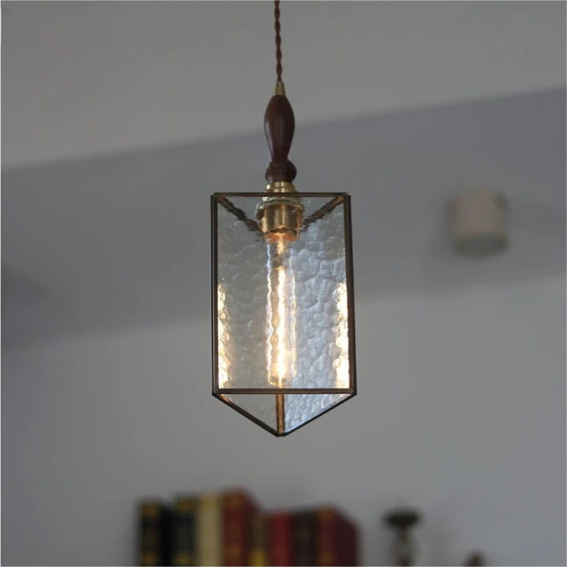Middle Ages Vintage Glass Luster LED Pendant Lights for Bedroom Bedside Restaurant Cafe Aisle Atmosphere Singe Head Hanging Lamp