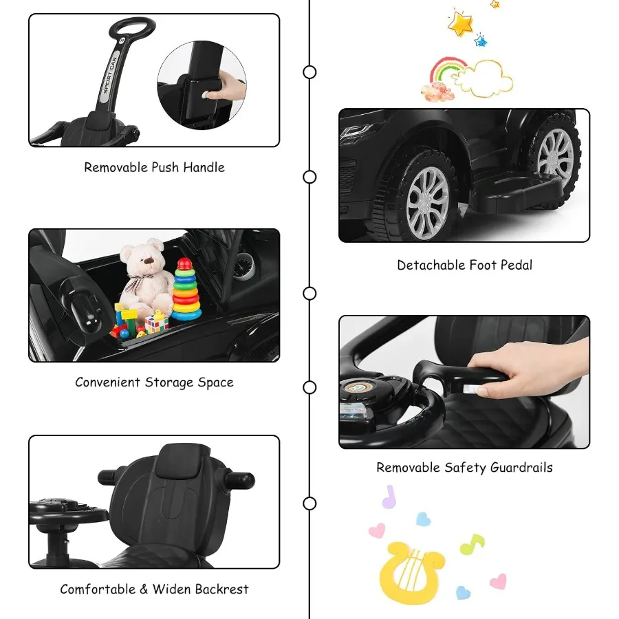 ركوب على دفع سيارة القدم إلى الأرض ركوب على مقبض دفع السيارة المنزلق وصوت الدرابزين القابل للفصل وأضواء تحت مقعد التخزين #6