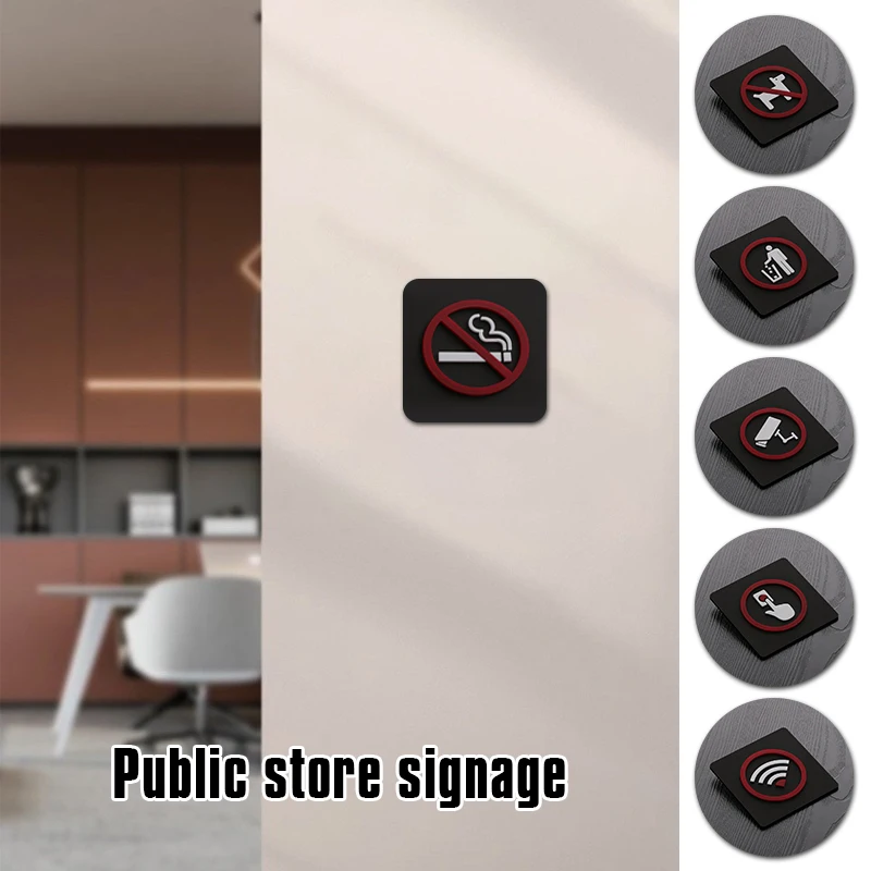 Warning Sign Warning Plaque Video Surveillance Public Shope Signage No Smoking Logo Acrylic Restroom Prompt Sign Home Decor - Image 6