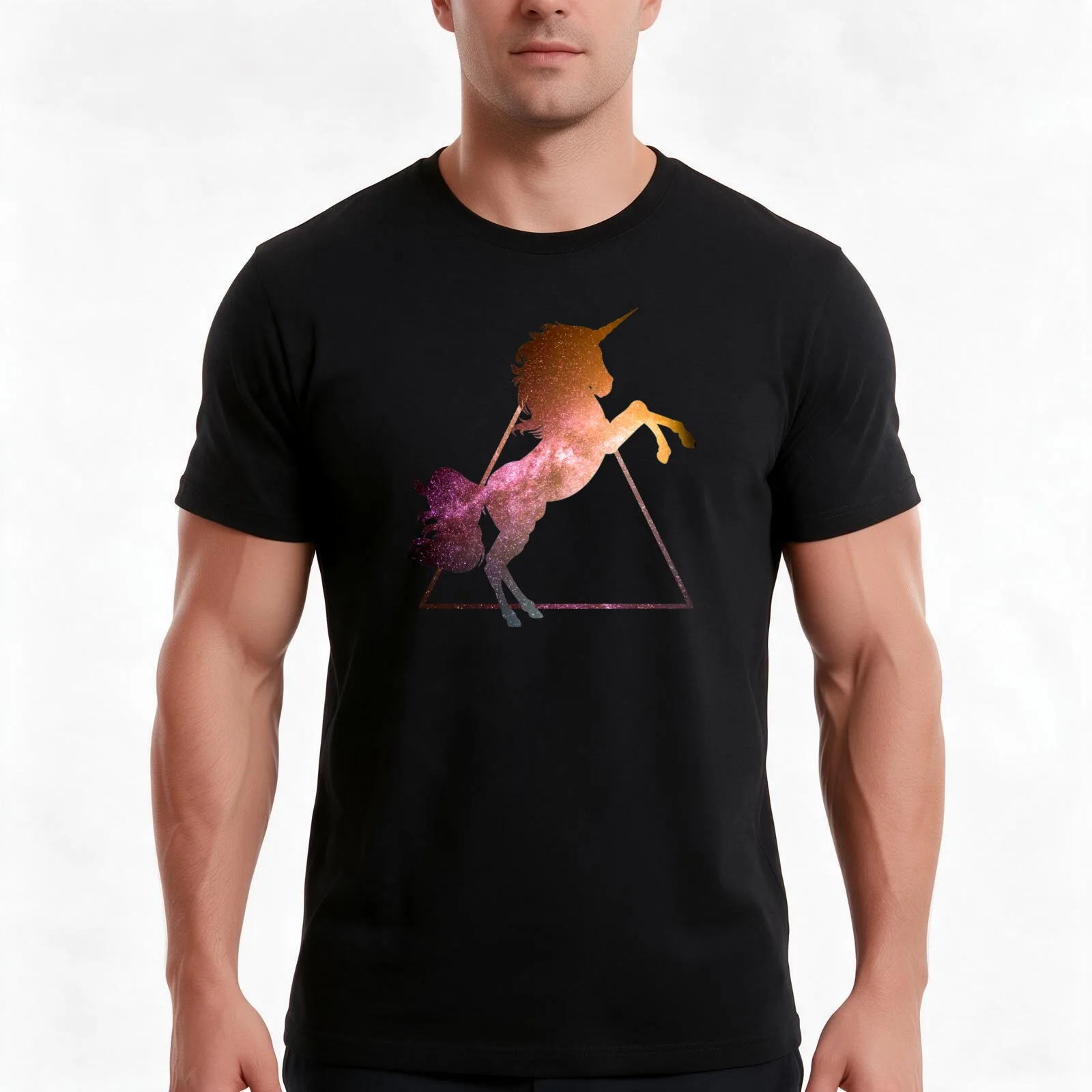 Mythical Nebula Unicorn T-Shirt, Summer Casual Cotton Tee, Oversized Streetwear Tops, Vintage Graphic Print, Unisex Men Women