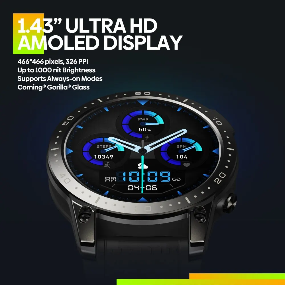 Nuovo Zeblaze Ares 3 Pro Ultra HD AMOLED Display chiamata vocale Smart Watch 100 + modalità sportive 24H Health Monitor Smartwatch per uomo