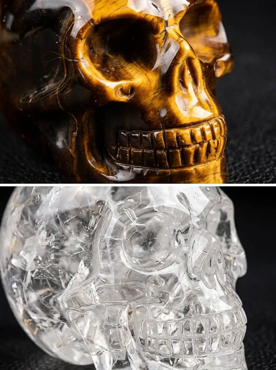 Natural Crystal Skull 2-3in Handmade Lapis Lazuli Obsidian Clear Quartz Labradorite Citrine Rose Quartz Tiger Eye Amethyst Skull Figurine Skull Carving High Quality Home Decor Desk Ornament Office Decor Room Decor Bedroom Decor Table Centerpiece Halloween