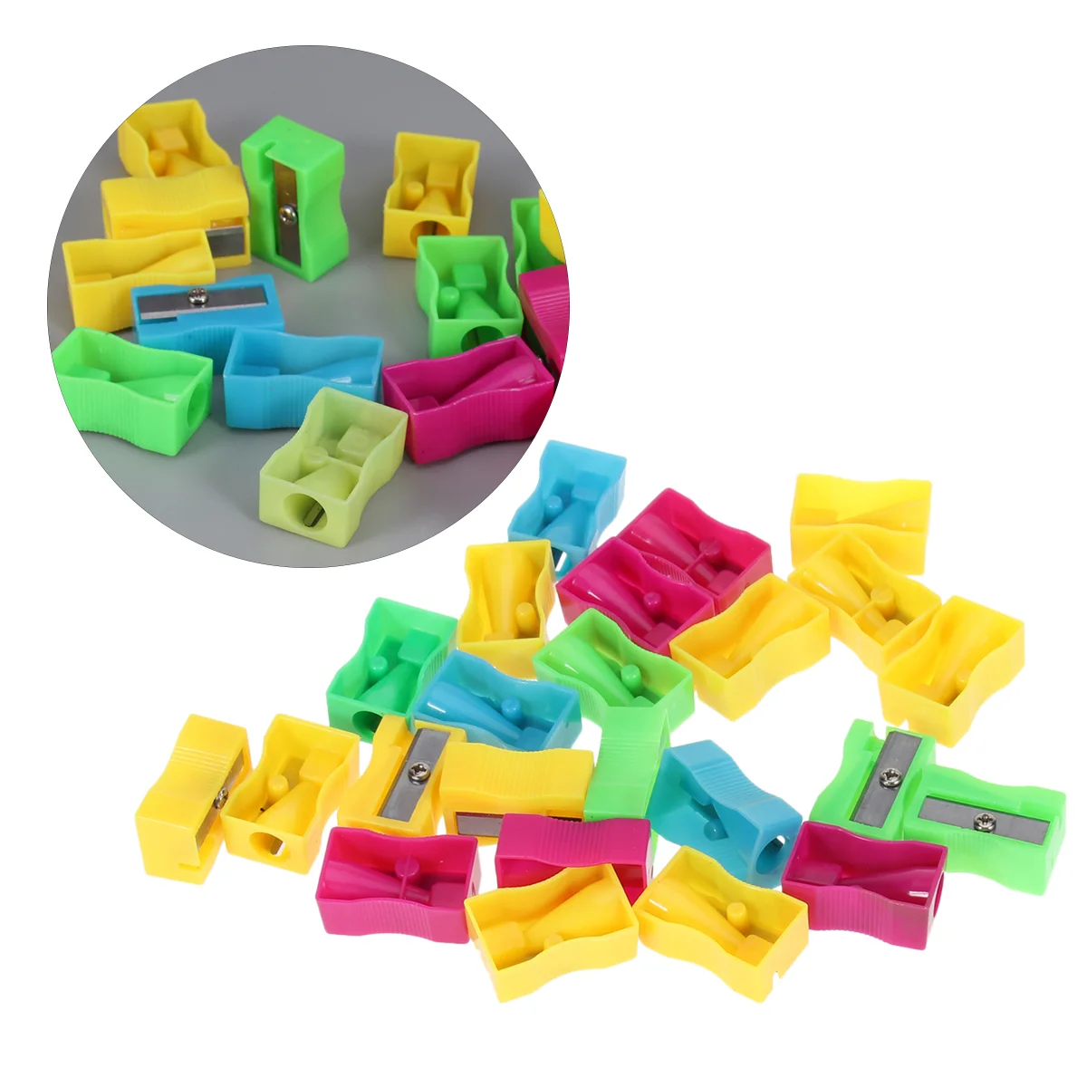 

72pcs Handheld Plastic Pencil Sharpener Mini Manual Colorful Pencil Sharpener(Random Color) mini pencil sharpener