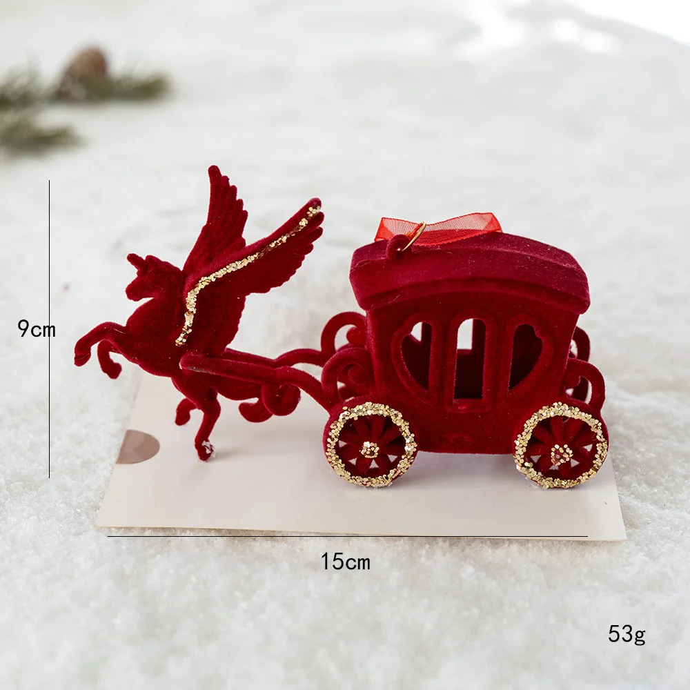 

Red Velvet Christmas Tree Pendant Carriage Hanging Ornament Holiday Party Decor Festive & Party Supplies