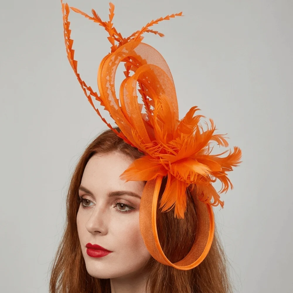 Exquisite Feather Vintage Fascinator Hat Flower Hairpin Bride Headdress Headpiece Top Hat Mesh Hair Clip Photography