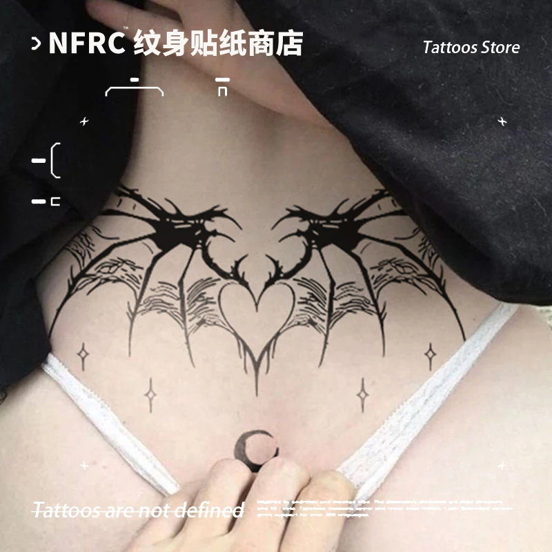 Charm Devil Wing Hand Herbal Juice Tattoo Stickers for Women Man Waterproof Temporary Tattoo Sexy Body Fake Tattoo Halloween