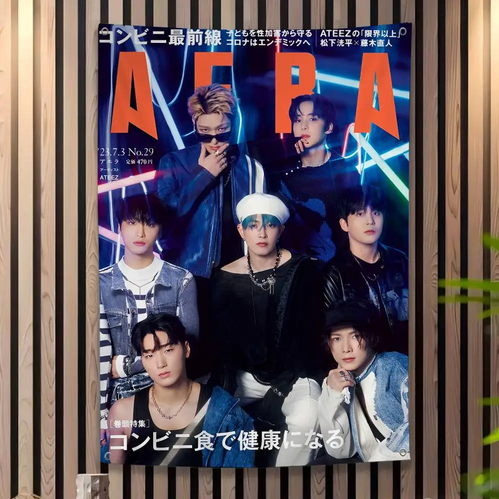 A-ATEEZ KPOP Large Size Flags Printing Patterns Interesting Birthday Party Decorations Banner