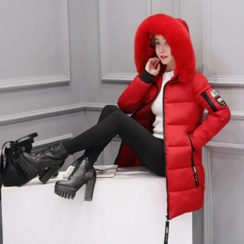 Women's Autumn Winter Tops Jacket Cotton Coat Mid-length Hooded Zipper Fur Collar Warm Simple Advanced Casual Soft Brand Fashion