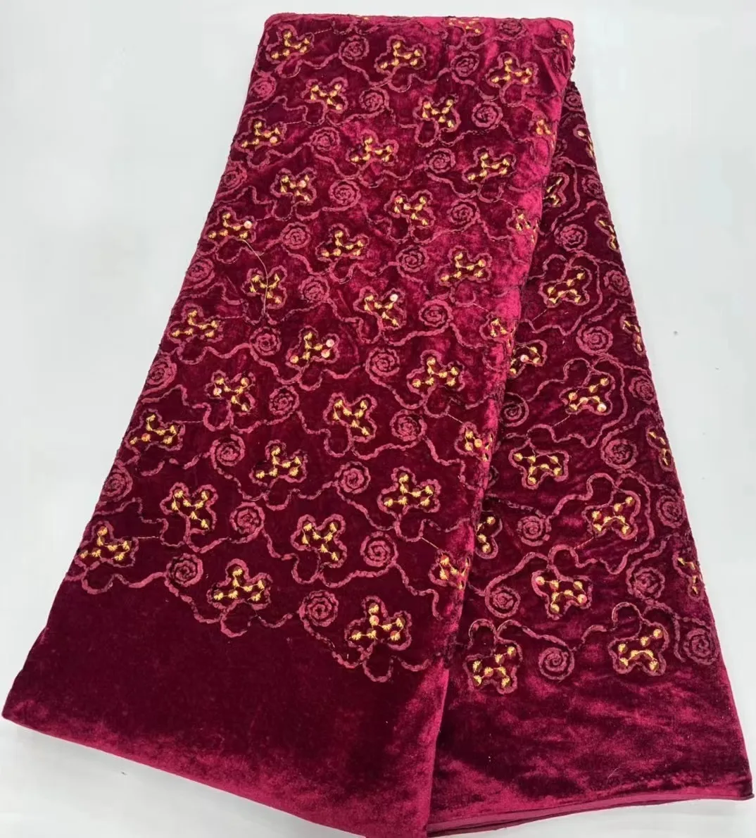 

African French Velvet Lace Fabric 5 Yards 2024 Luxury High Quality Embroidery Nigerian Lace Material For Wedding Party Dresses