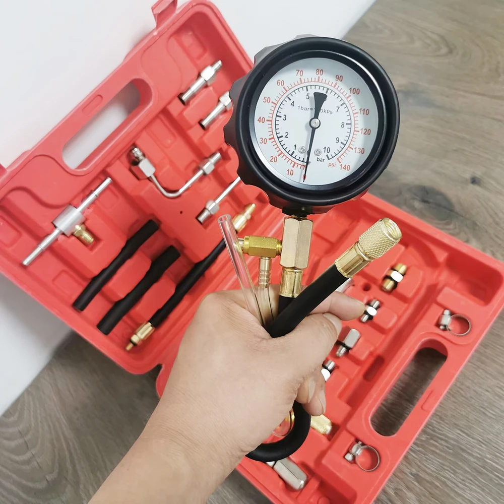 

TU-QP4129 Fuel Injector Pressure Gauge Tester Kit Diesel Engine Compression 0-140 PSI Gas Oil Pressure Tools for Car Motorcycle