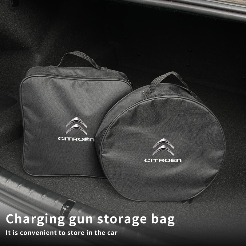 EV Car Charging Cable Storage Box Electric Vehicle Charger Cables Carry Bag For Citroen C4 C3 C5 C1 C2 Berlingo Picasso Aircross