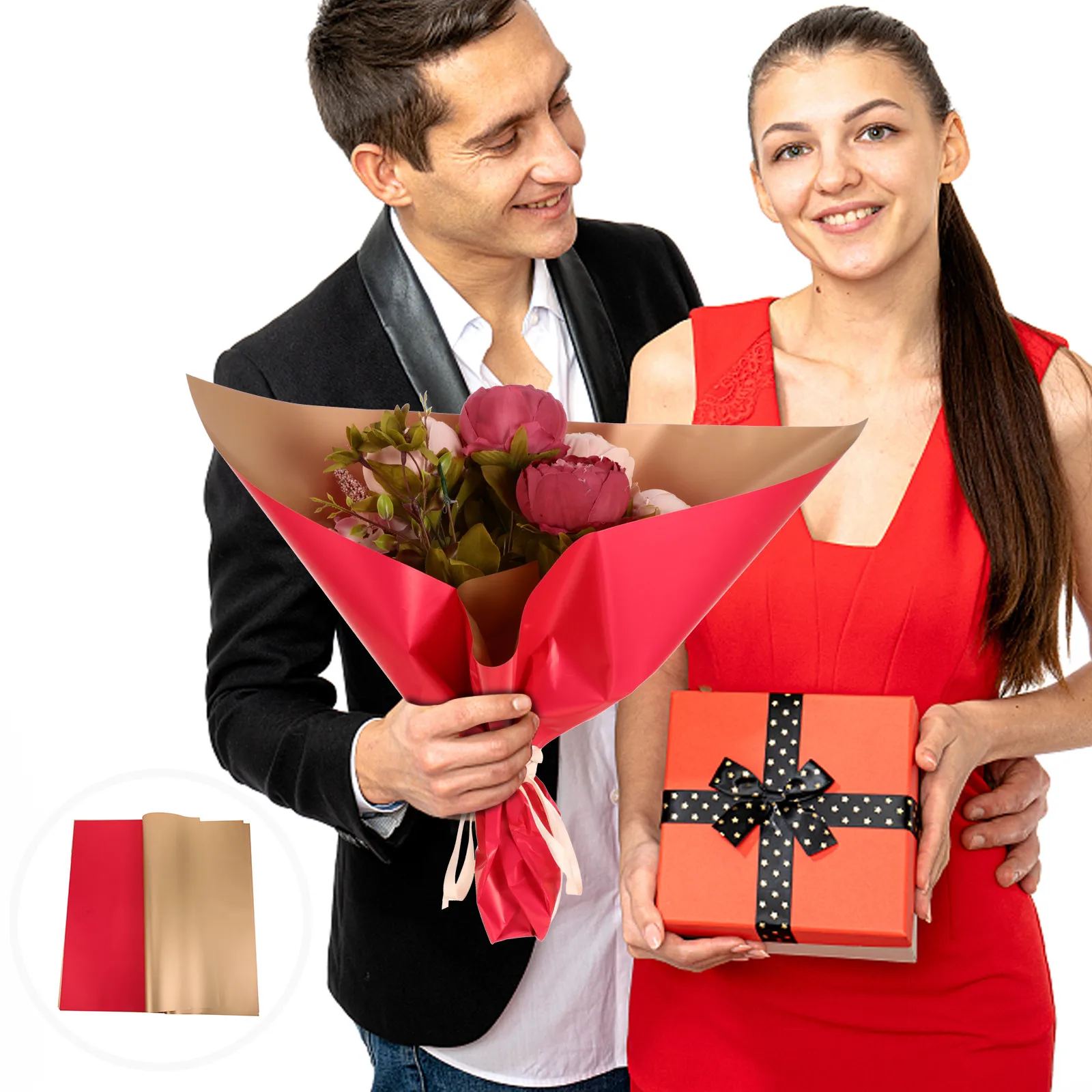 

20Pcs Waterproof Gold Foil Wrapping Paper Sturdy DIY Gift Wrapping Sheets for Flowers Presents Holiday Party Use