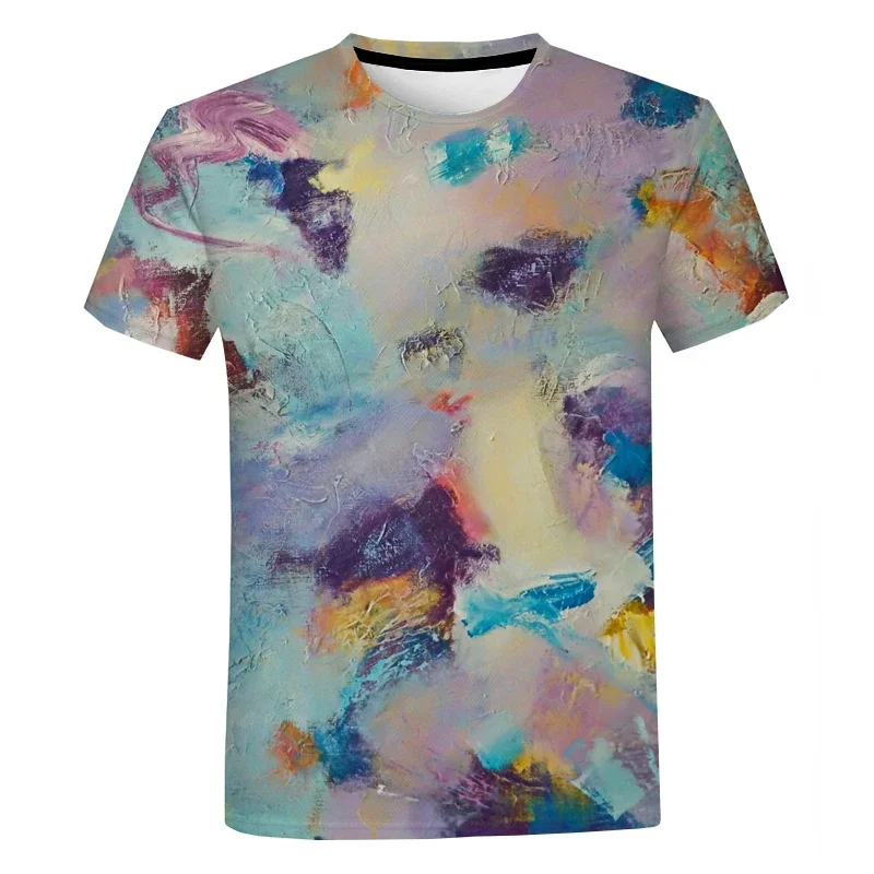 Y2K Summer Men Clothing Paint Splatter Tie-dye Graphics T-Shirts Casual Oversized T Shirt Fashion Harajuku Streetwear Tops Tees