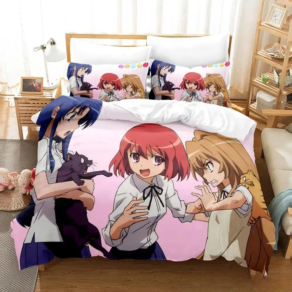 Toradora conjunto de cama único gêmeo completo queen king size conjunto adulto criança quarto conjuntos capa edredão impressão 3d anime conjuntos folha