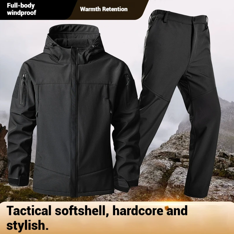 

2025 Winter Men's and Women's Wool Jacket Set Waterproof Thickened Warm Work Clothes Mountaineering Tactics Outdoor Equipment
