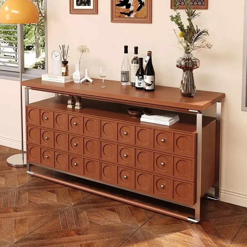 خشب الكرز الفرنسي القديم متين على الحائط، وخشب متين عالي الجودة، وخزانة جانبية للتخزين #5