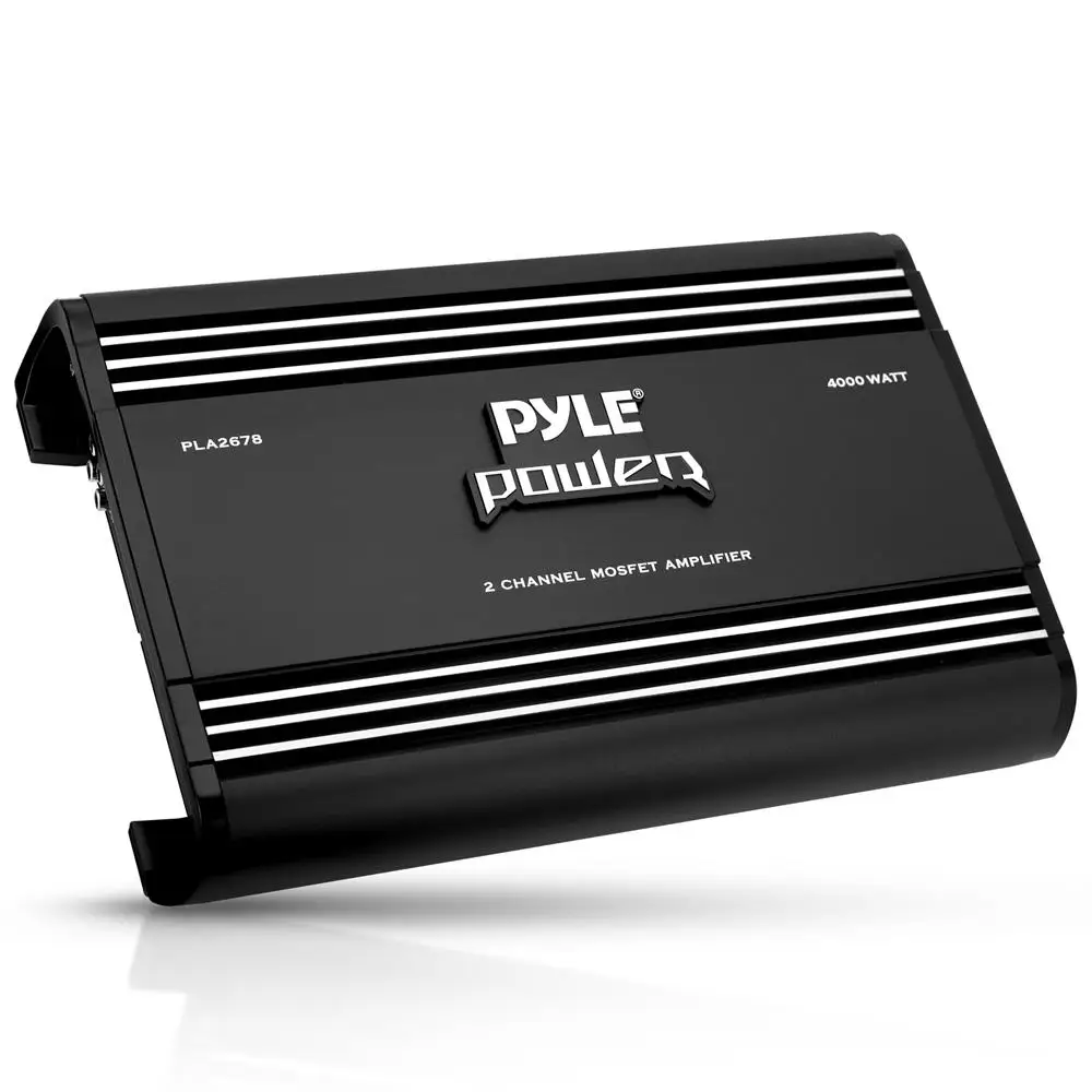 Pyle 2-Channel Car Stereo Amplifier – 4000W Bridgeable High-Power MOSFET Amp with Crossover, Bass Boost & Silver-Plated RCA Inp