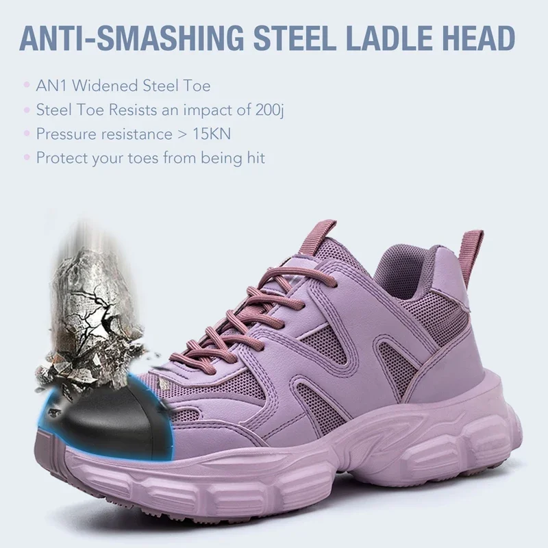 Protective Shoes for Women Men Work Sneakers Fashion Safety Shoes Anti-smash Anti-puncture Indestructible Shoes Work Boot