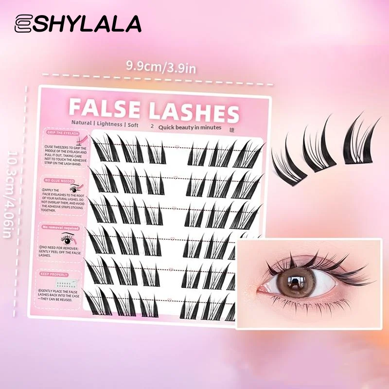 濃密なつけまつげ 6列 ナチュラルな見た目 接着剤不要 セグ - Eyelash Extension Natural Look のレビューと価格