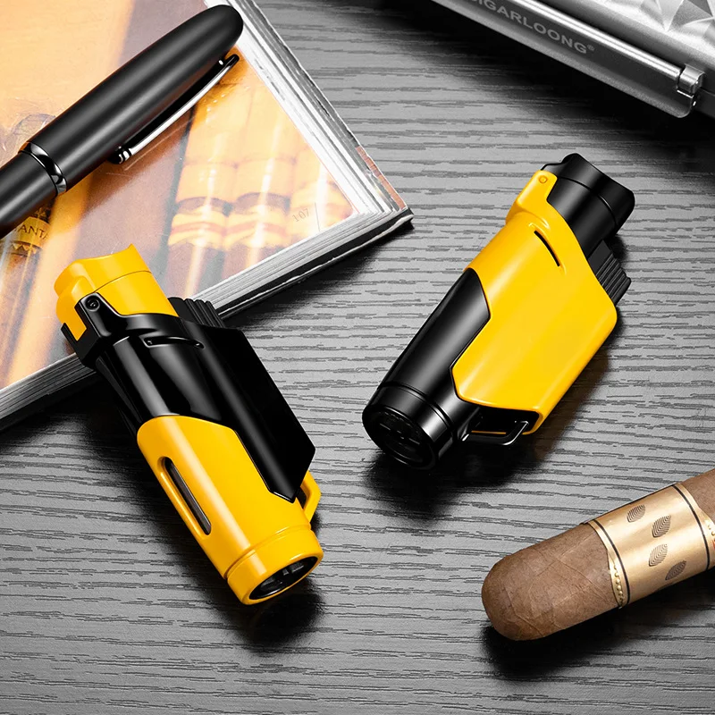 

Многофункциональная ветрозащитная одинарная прямая прямая зажигалка для сигар из металлического материала, портативная зажигалка для сигар для мужчин, элитный подарок