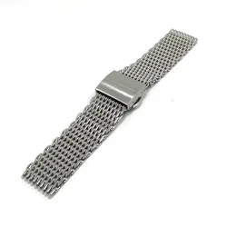 Silver Black18MM 20MM 22MM Stainless Steel Solid 1.2MM Thick Milan Mesh Woven Cool Shark Watch Strap