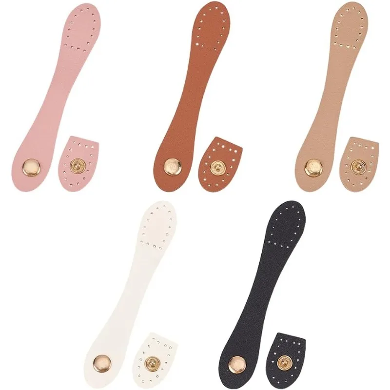 5 Sets PU Leather Snap Buckles 5 Colors Sew On PU Leather Tab Closure DIY Handmade Craft Sewing Snap Buttons Fasteners