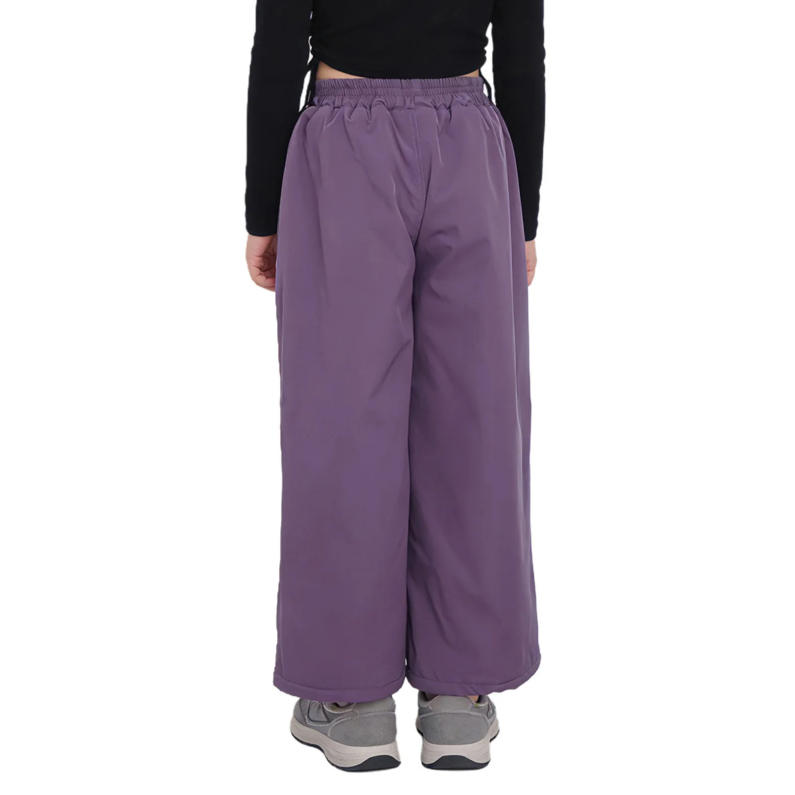 Child Girls Thick Fleece-Lined Pants Kids Outdoor Running Hiking Camping Sports Bottoms Costumes Zipper Leg Openings Trousers