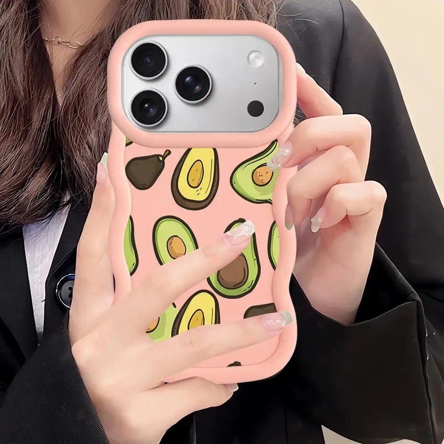 حافظة فواكه الأفوكادو لهاتف آيفون 8 14 11 XR 16 Pro Max 12 17 Air 15 Plus 13 غطاء هاتف ناعم