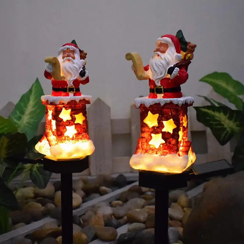 

Solar Christmas Garden Stake Lights Christmas Decor Santa Claus Pathway Stake Lamp Solar Pathway Lights for Gardens Patios Lawns